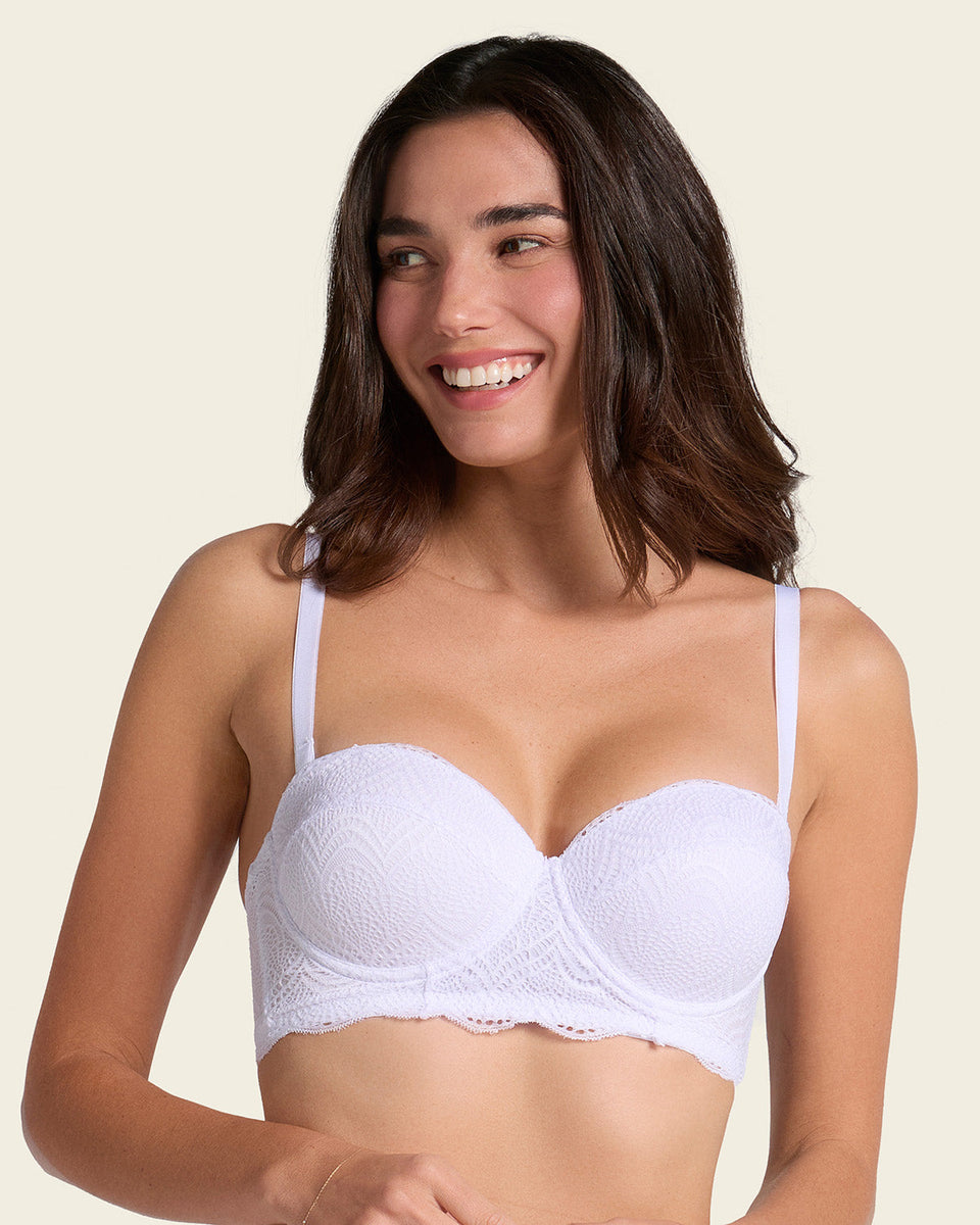 Brasier balconette de realce alto en encaje con máximo cubrimiento de espalda