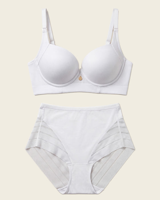High Profile Bra + Stripe Undetectable Panty en Blanco