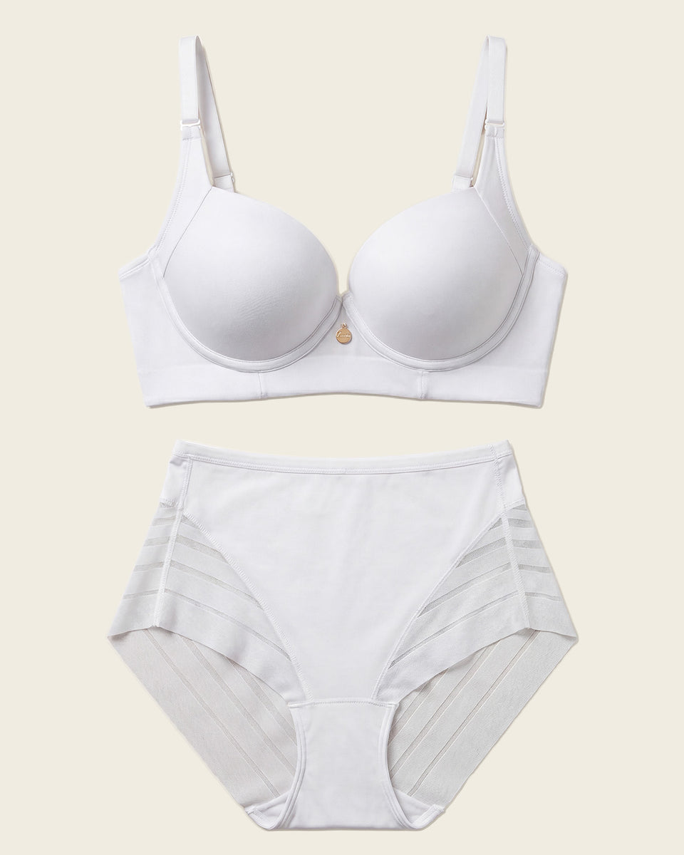 High Profile Bra + Stripe Undetectable Panty en Blanco