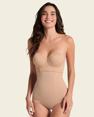 Panty faja de tiro alto y control de abdomen invisible en glúteos#color_801-cafe-medio