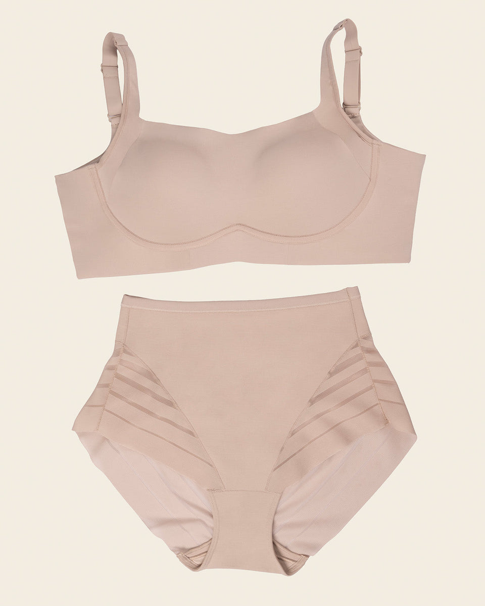 Everyday Bra + Stripe Undetectable Shaper Panty en Piel