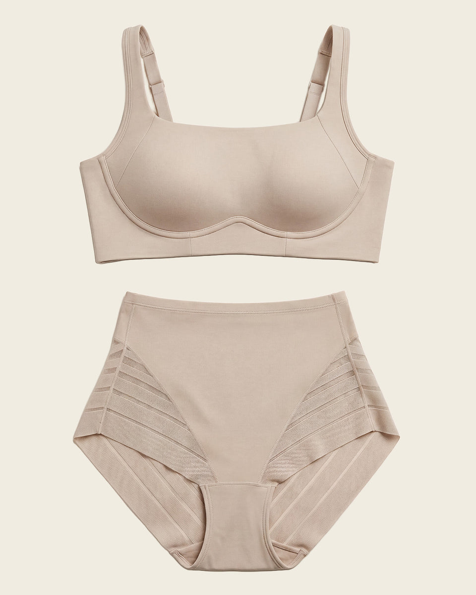 Everyday Bra + Stripe Undetectable Shaper Panty en Piel