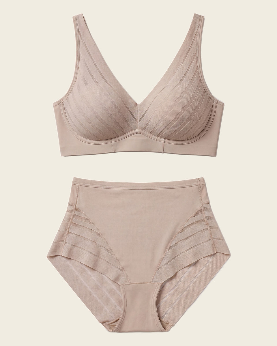 Daily Bra & Stripe Undetectable Panty en Café Claro