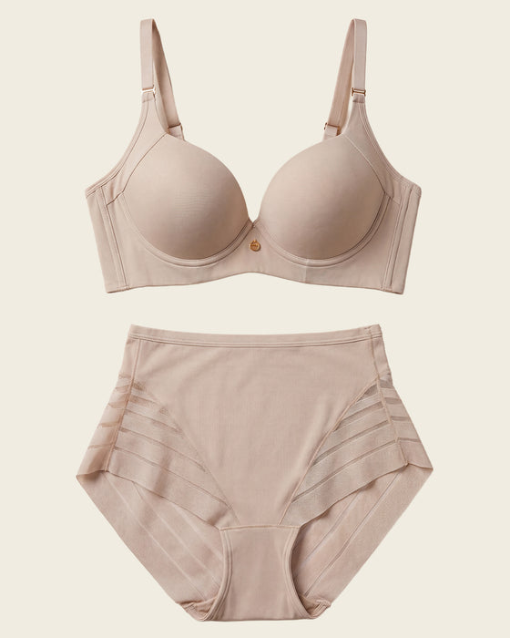 High Profile Bra + Stripe Undetectable Panty en Piel