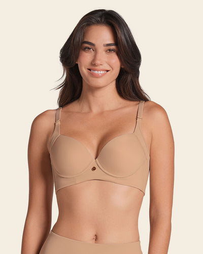 Brasier de realce suave y cubrimiento alto en sisa y espalda Cover Bra#color_801-cafe-medio