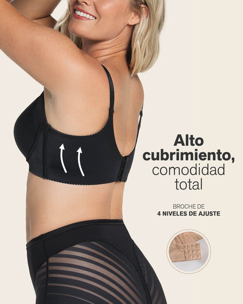 Brasier de realce suave y cubrimiento alto en sisa y espalda Cover Bra#color_700-negro