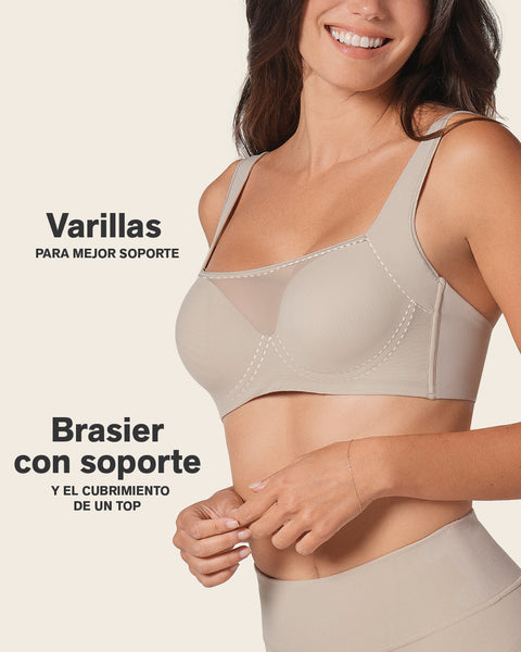 Brasier tipo top con buen cubrimiento de sisa y espalda#color_802-cafe-claro