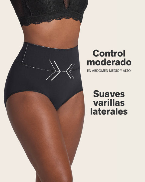 Panty faja de control moderado tiro alto en SkinFuse#color_700-negro