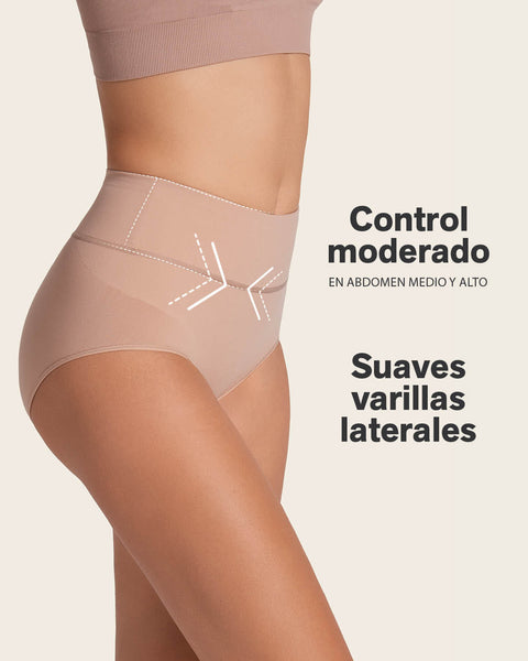 Panty faja de control moderado tiro alto en SkinFuse#color_852-beige