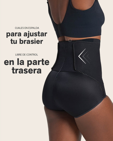 Panty faja postparto y postquirúrgico con laterales en velcro#color_700-negro