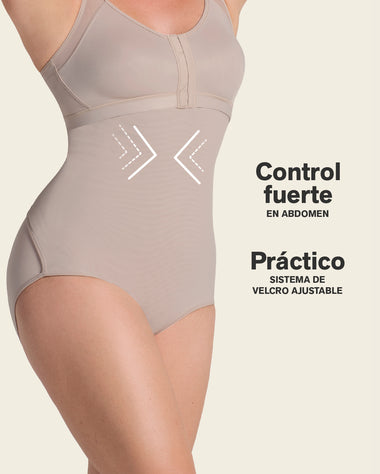 Panty faja postparto y postquirúrgico con laterales en velcro#color_802-cafe-claro