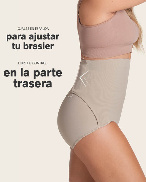 Panty faja postparto y postquirúrgico con laterales en velcro#color_802-cafe-claro