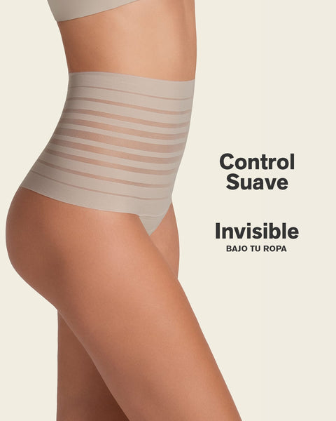 Panty alto de control suave con encaje en bandas#color_802-cafe-claro