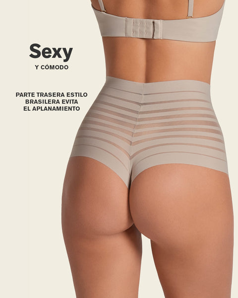 Panty alto de control suave con encaje en bandas#color_802-cafe-claro