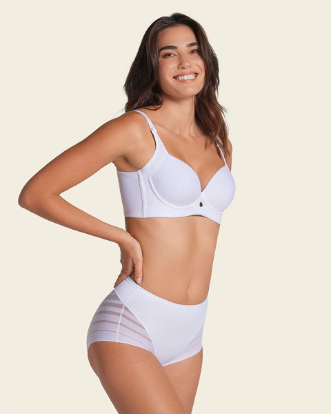 Panty faja clásico con control moderado de abdomen y bandas en tul#color_000-blanco