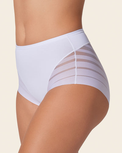 Panty faja clásico con control moderado de abdomen y bandas en tul#color_000-blanco