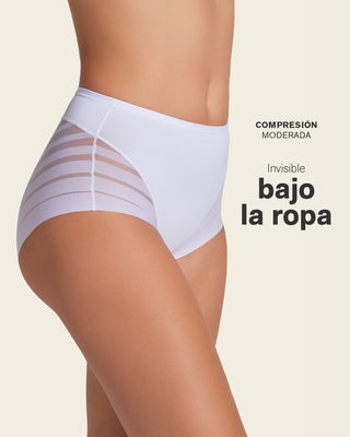 Panty faja clásico con control moderado de abdomen y bandas en tul#color_000-blanco
