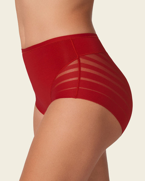 Panty faja clásico con control moderado de abdomen y bandas en tul#color_323-rojo