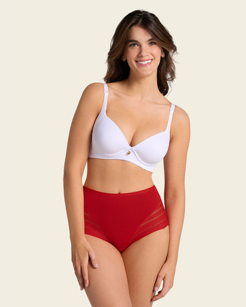 Panty faja clásico con control moderado de abdomen y bandas en tul#color_323-rojo