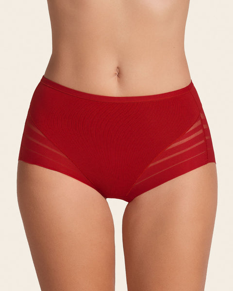 Panty faja clásico con control moderado de abdomen y bandas en tul#color_323-rojo