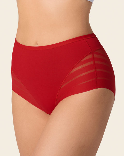 Panty faja clásico con control moderado de abdomen y bandas en tul#color_323-rojo