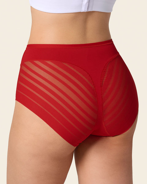 Panty faja clásico con control moderado de abdomen y bandas en tul#color_323-rojo