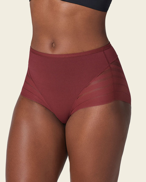 Panty faja clásico con control moderado de abdomen y bandas en tul#color_382-vino-tinto