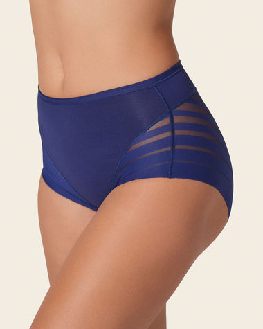 Panty faja clásico con control moderado de abdomen y bandas en tul#color_536-azul-oscuro