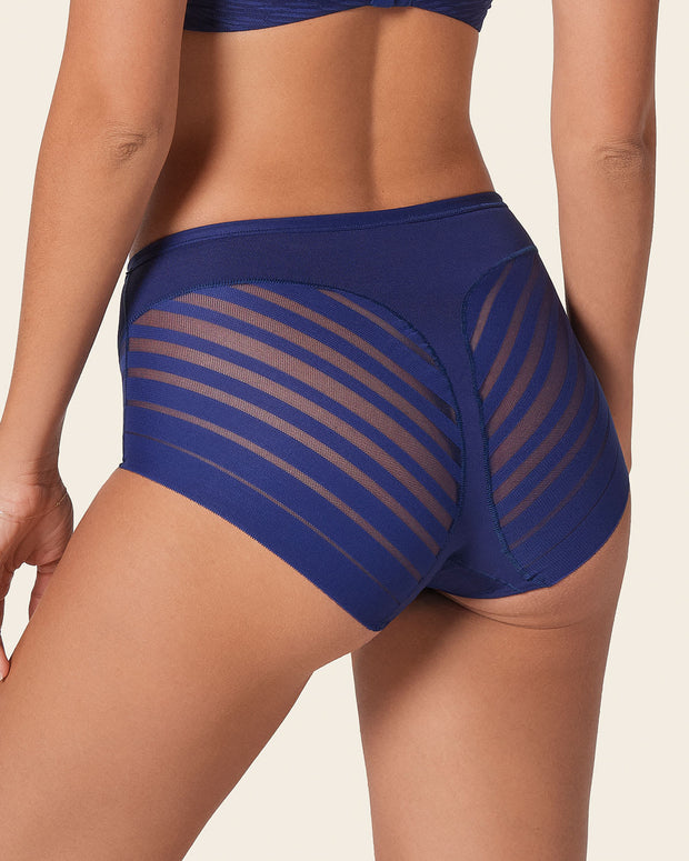 Panty faja clásico con control moderado de abdomen y bandas en tul#color_536-azul-oscuro