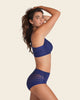 Panty faja clásico con control moderado de abdomen y bandas en tul#color_536-azul-oscuro