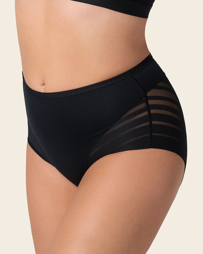 Panty faja clásico con control moderado de abdomen y bandas en tul#color_700-negro