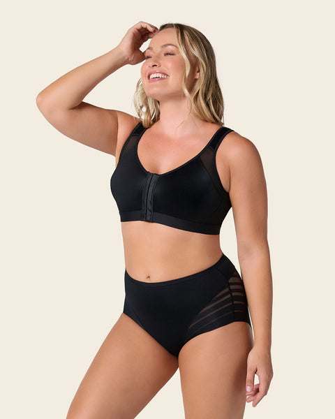 Panty faja clásico con control moderado de abdomen y bandas en tul#color_700-negro