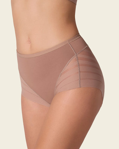 Panty faja clásico con control moderado de abdomen y bandas en tul#color_857-cafe