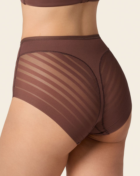 Panty faja clásico con control moderado de abdomen y bandas en tul#color_875-cafe-oscuro