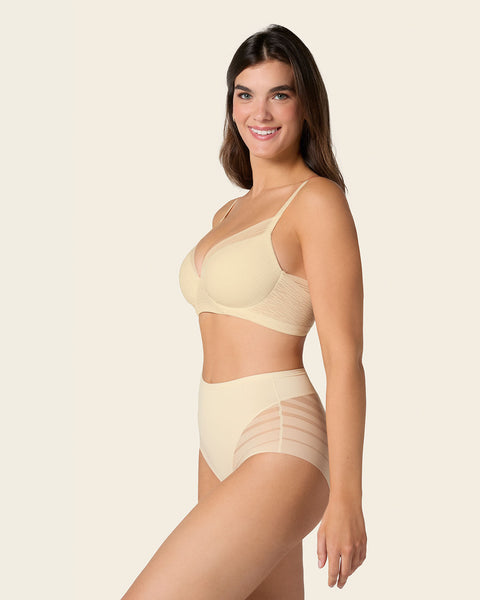 Panty faja clásico con control moderado de abdomen y bandas en tul#color_898-marfil