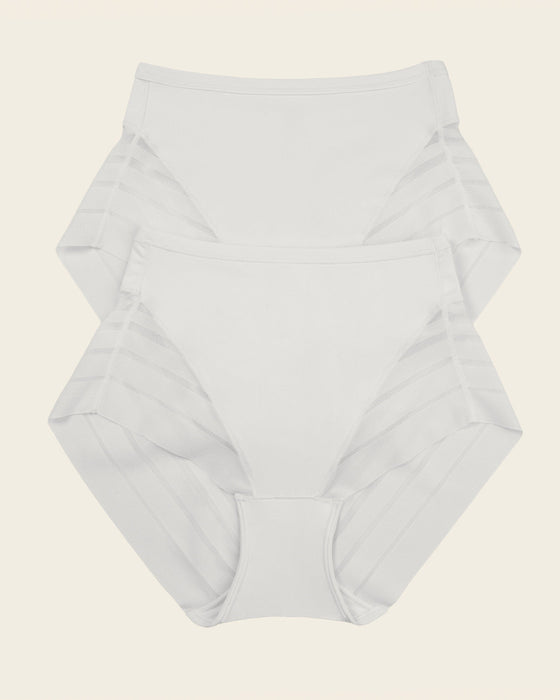 Panty faja clásico con control moderado de abdomen y bandas en tul#color_000-blanco