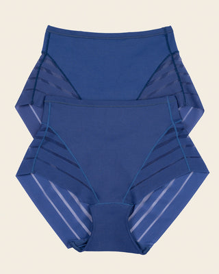 Panty faja clásico con control moderado de abdomen y bandas en tul#color_536-azul-oscuro
