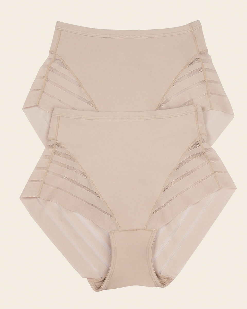 Paquete x 2 Panty faja clásico con control moderado de abdomen y bandas en tul