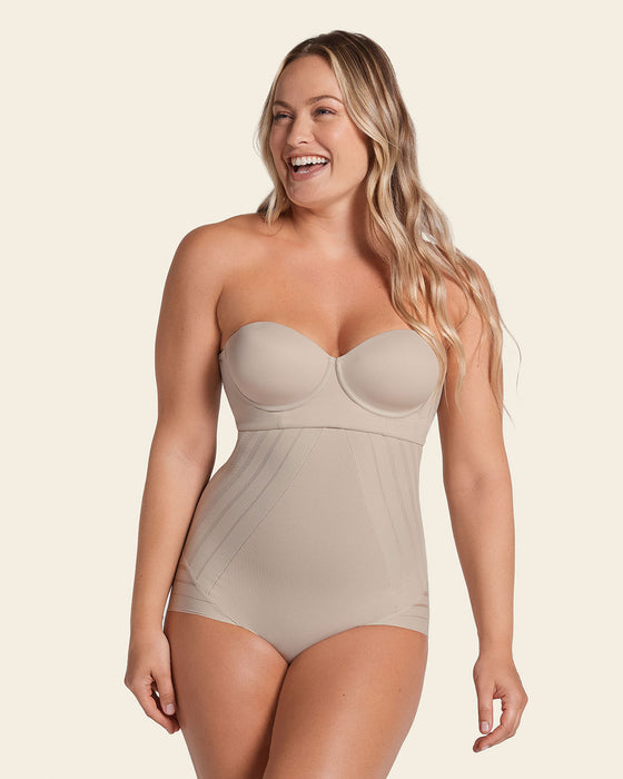 Panty faja busto libre de control de abdomen invisible en piernas#color_802-cafe-claro