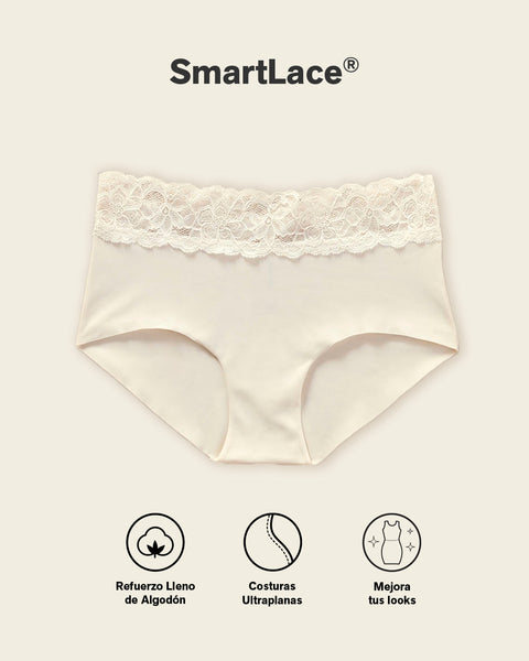 Panty hipster en tela ultraliviana con franja de encaje#color_253-marfil