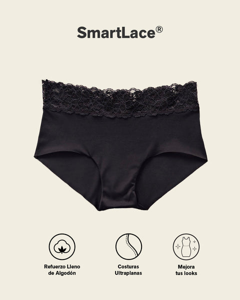 Panty hipster en tela ultraliviana con franja de encaje#color_700-negro