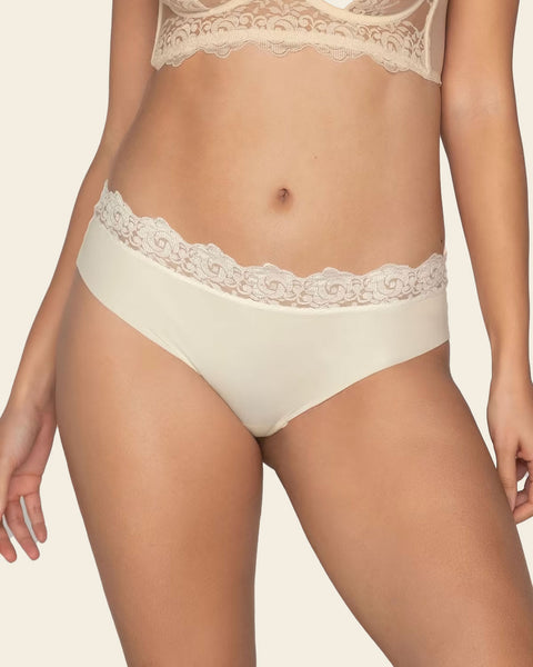 Sexy panty cachetero en tela ultraliviana con encaje comodidad total#color_898-marfil