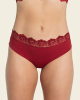 Sexy panty cachetero en tela ultraliviana con encaje comodidad total#color_a40-rojo