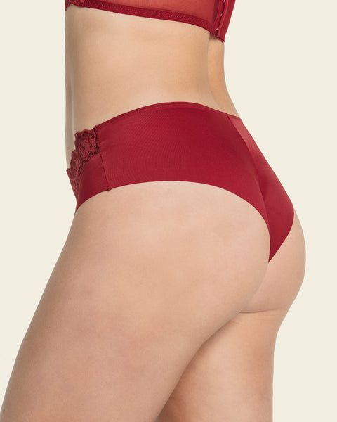 Sexy panty cachetero en tela ultraliviana con encaje comodidad total#color_a40-rojo