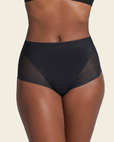 Panty faja clásico invisible con transparencias en glúteos y laterales#color_700-negro