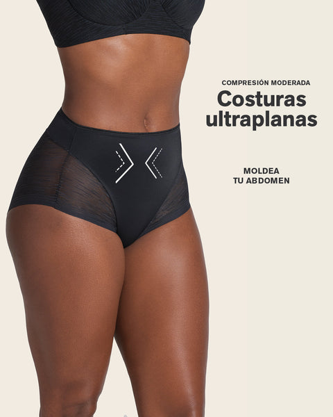 Panty faja clásico invisible con transparencias en glúteos y laterales#color_700-negro