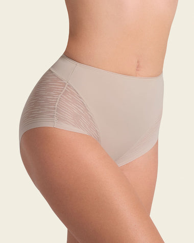 Panty faja clásico invisible con transparencias en glúteos y laterales#color_802-cafe-claro