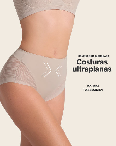 Panty faja clásico invisible con transparencias en glúteos y laterales#color_802-cafe-claro