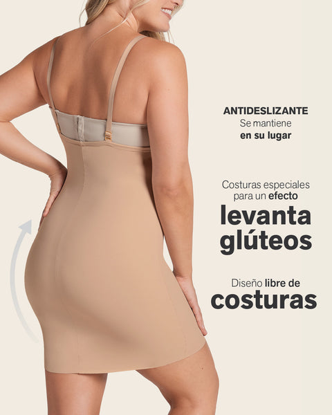 Vestido ajustado tipo faja con short interno#color_802-cafe-claro