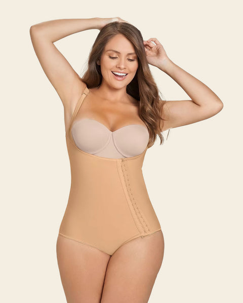 Faja body de control fuerte con broche lateral ideal como postquirúrgica#color_880-beige